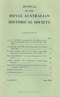 JOURNAL OF THE ROYAL AUSTRALIAN HISTORICAL SOCIETY - Volume 68, Part 1, June 1982