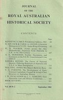 JOURNAL OF THE ROYAL AUSTRALIAN HISTORICAL SOCIETY - Volume 68, Part 2, September 1982